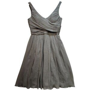 J. Crew Women's Silk Wrap Neck Bridesmaid Cocktail Dress Sleeveless Size 2 Gray